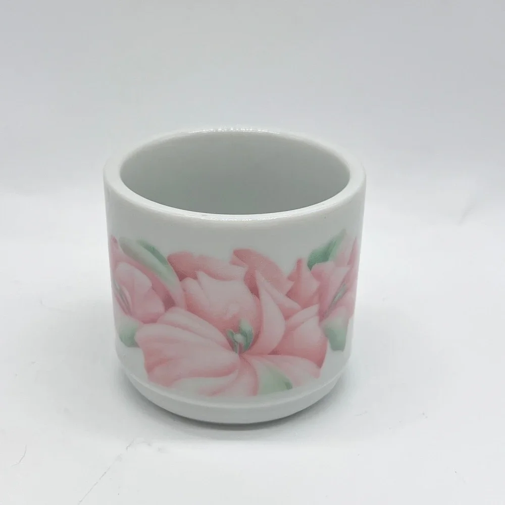 Vintage Anais Anais Cacharel‎ Cup White Pink Floral Japan Ceramic Accessory Jar
